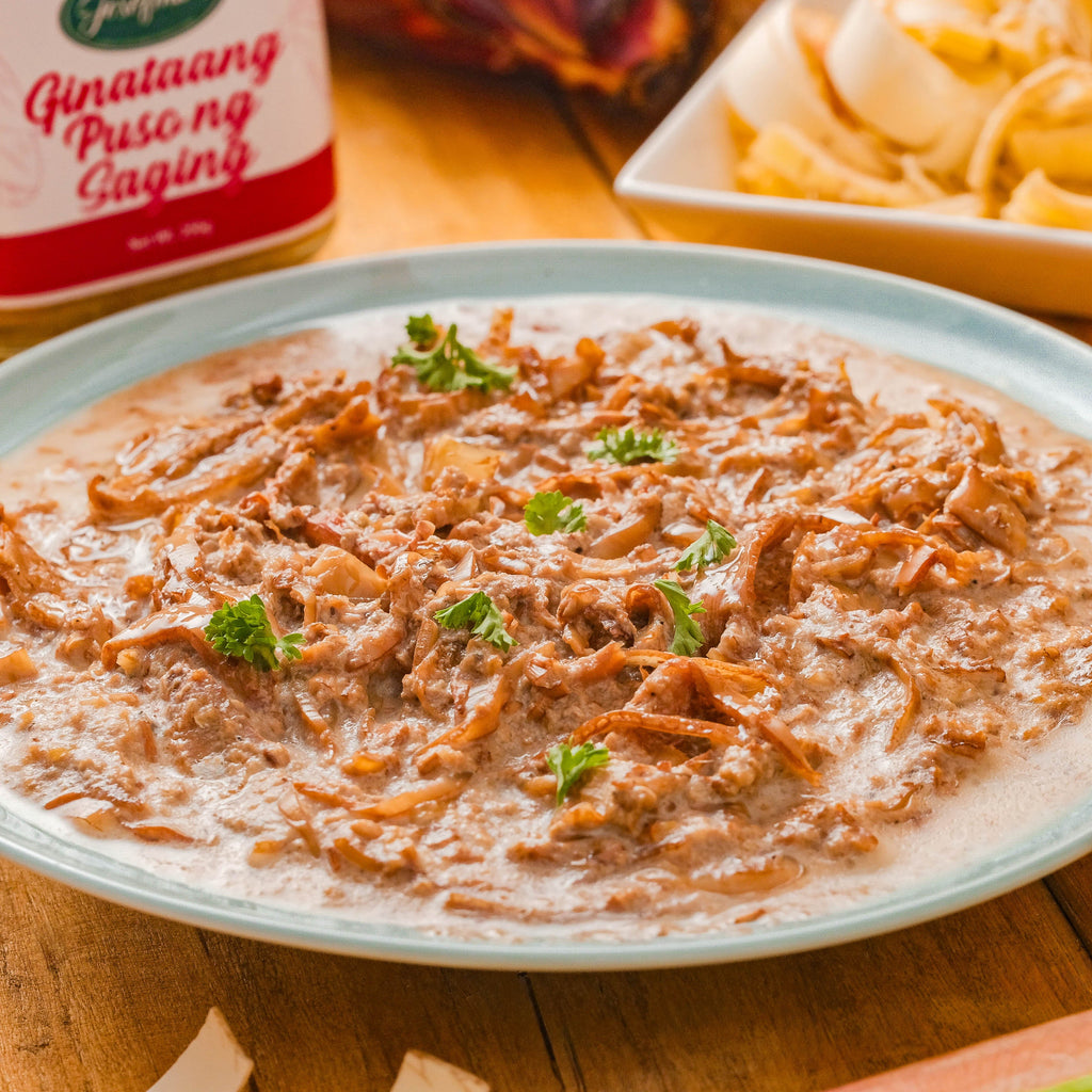 Josefina's Ginataang Puso ng Saging with Tinapa | Smoky Banana Blossom in Coconut Cream | Ready-to-Eat Filipino Favorite 250gms