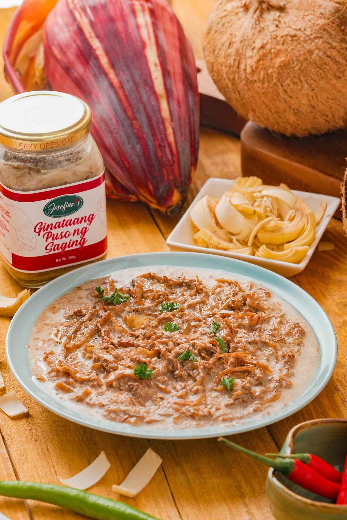 Josefina's Ginataang Puso ng Saging with Tinapa | Smoky Banana Blossom in Coconut Cream | Ready-to-Eat Filipino Favorite 250gms